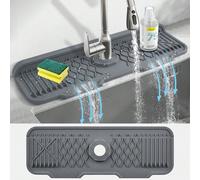 1 Pièce Tapis De Robinet En Silicone, Protection Anti-éclaboussures Évier De Cuisine Amélioré, Plateau Anti-dérapant Incliné De 5° Pour Poignée De Robinet Et Protecteur D'évier 17"*5.9" Pour La Cuisin