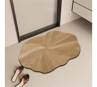 1 pièce Tapis de salle de bain à motif de grain de bois asymétrique, tapis de salle de bain à dos en caoutchouc super antidérapant, tapis d'entrée extérieur, tapis décoratif intérieur, tapis de sol de