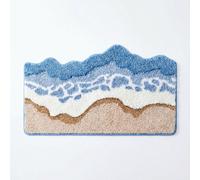 1 pièce Tapis de salle de bain en faux cachemire avec design de plage ondulée, tapis de salle de bain moelleux et absorbant, tapis de salle de bain pour la maison, tapis de salle de bain, tapis de toi