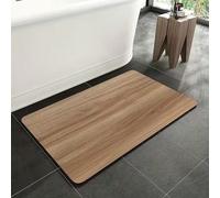 1 pièce Tapis de salle de bain en terre de diatomée douce à effet bois - séchage rapide, antidérapant, absorbant, design effet bois lavable, convient pour le lavabo de la salle de bain, la baignoire,