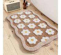 1 pièce Tapis de salle de bain mignon à motif floral de dessin animé, en matériau super fibre épais et doux, avec un dos antidérapant en TPR, lavable en machine, convient pour le salon, la coiffeuse,