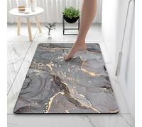 1 pièce Tapis de salle de bain super absorbant, doux antidérapant séchage rapide motif marbre matériau de terre de diatomée avec revêtement en caoutchouc 1700g/m², résistant aux taches facile à nettoy