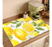 1 pièce Tapis de séchage absorbant en terre de diatomée à motif citron, tapis de drainage pour comptoir de cuisine, tapis pour machine à café, tapis pour cafetière à filtre, tapis de séchage pour bols