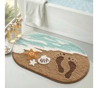 1 pièce Tapis de sol de salle de bain, doux et confortable au toucher, style plage océan, dos en TPR antidérapant, convient pour la cuisine, l'extérieur, l'intérieur, le couloir, la chambre, le salon,