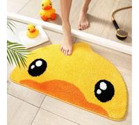 1 pièce Tapis de sol petit canard jaune mignon, palette de couleurs vives et apaisantes, forme adorable, matériau en peluche doux pour la peau, taille asymétrique, erreur de coupe 1-5 cm, tapis de sal