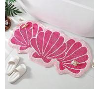 1 pièce Tapis en forme de coquille Saint-Jacques, tapis de décoration de salle de bain style océan, trois coquilles connectées, style frais et doux, convient pour la chambre à coucher, le côté du lit,