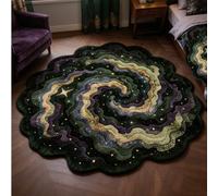 1 pièce Tapis en peluche épaissi de forme asymétrique, motif ciel étoilé vert foncé, convient pour l'automne/l'hiver, tapis décoratif pour la chambre à coucher, le salon, la décoration de la maison, l