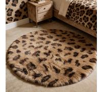 1 pièce Tapis rond en fausse fourrure imprimé léopard, décoration de chambre Love & Healing, petit tapis, tapis, décoration de maison, tapis de salon, petit tapis de salon, tapis de chambre, décoratio