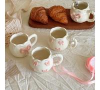 1 pièce Tasse à café en céramique avec design de nœud créatif en relief et peint à la main en 3D avec ruban, emballage délicat, idéal pour les cadeaux Taille Unique,B,C,D,Eporcelaine