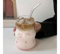 1 pièce Tasse à café en verre avec paille, convient pour un usage domestique, les femmes, les boissons et le thé au lait, fournitures scolaires 530 mlVerre