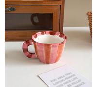 1 pièce Tasse à expresso rayée peinte à la main, tasse à thé en céramique avec motif de rose, petite capacité, convient pour la décoration de la maison et la vaisselle, idéal pour le thé de l'après-mi