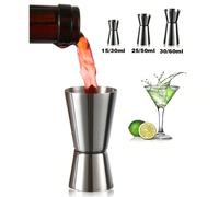 1 pièce Tasse à mesurer double en acier inoxydable, tasse à mesurer en acier inoxydable, tasse à mesurer les liquides, tasse à mesurer double professionnelle pour cocktails, mélangeur à cocktails, ver