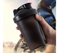 1 pièce Tasse à secouer noire 12oz/400ml, crochet anneau classique, conception anti-fuite, avec échelle, petit mélangeur en acier inoxydable, matériau certifié PP5, lave-vaisselle, convient pour le sp