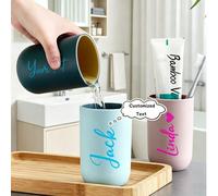 1 pièce Tasse de rinçage personnalisée à double couche, motif et nom personnalisés, tasse d'eau portable minimaliste pour couple, support à brosse à dents épais bicolore rose,bleu,Bleu ciel,gris,1 piè