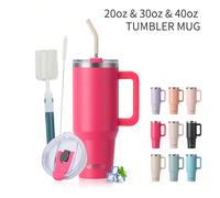 1 pièce Tasse de voyage WATERSY 40oz/1182ml 30oz/891ml 20oz/591ml avec paille, couvercle et poignée. Bouteille isotherme en acier inoxydable à double paroi pour garder le café chaud ou froid. Convient