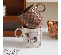 1 pièce Tasse en céramique origami chien, tasse à café éléphant léopard zèbre à carreaux, conçue avec un attrait esthétique élevé, convient pour la décoration de la maison, les tasses à café, les tass