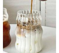 1 pièce Tasse en verre borosilicaté rayé, convient pour un usage domestique, peut contenir du lait, du petit-déjeuner, du café, etc. 550mlVerre