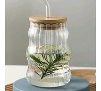 1 pièce Tasse en verre transparent de 500 ml avec couvercle et paille, tasse à café/bouteille d'eau 500mlUnicoloreVerre