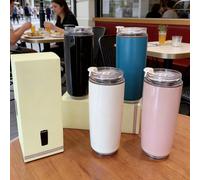 1 pièce Tasse isotherme à vide en acier inoxydable à la mode, design minimaliste, options de couleurs multiples, corps lisse parfait, étanche, isolation thermique longue durée, tasse à café latte port