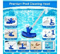 1 pièce Tête d'aspiration portable, machine d'aspiration en forme de croissant pour le nettoyage de piscine avec brosse de sol, puissant retrait des débris pour la piscine, le spa, le nettoyage de la 