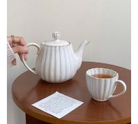 1 pièce Théière en céramique à coquillage blanc, tasse à thé de luxe minimaliste à texture de coquillage, convenant pour infuser le thé de fleurs, le thé noir, le thé de l'après-midi, le café, applica