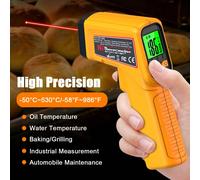1 pièce Thermomètre infrarouge sans contact, pistolet de température, plage de -50 à 530 °C, émissivité réglable, outil de mesure de température portable pour usage domestique, industriel, électroniqu