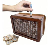1 pièce Tirelire en bois avec compteur d'objectifs d'épargne monétaire, tirelire artisanale réutilisable avec plateau de rangement pour pièces, aide à l'habitude d'épargner. Meilleur cadeau Capacité d