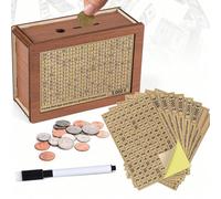 1 pièce Tirelire en bois avec compteur pour la maison, Pot d'épargne en bois de comptoir, Meilleur artisanat en bois pour la décoration Taille Unique,Autocollants Euro,Autocollants en dollars,Euro mar
