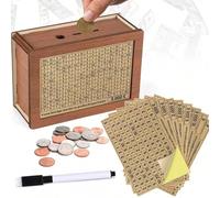 1 pièce Tirelire en bois avec compteur, tirelire en bois, décoration murale en bois artisanale Taille UniqueCarreau,Motif texturébois