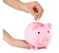 1 pièce Tirelire mignonne en forme de cochon de dessin animé bleu/rose/rouge/jaune/nude/doré, tirelire incassable et durable, cadeau d'anniversaire, cadeau d'entreprise, tirelire créative en forme d'a