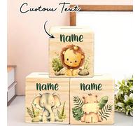 1 pièce Tirelire personnalisée, Cadeau avec nom personnalisé, Pot d'épargne mignon avec motif animal et floral, Design à couvercle rabattable, Cadeau de décoration multifonctionnel pour la maison, Con
