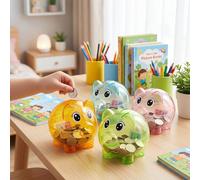 1 pièce Tirelire transparente en forme de cochon de dessin animé en orange/rose/bleu/vert, tirelire de dessin animé, bocal d'épargne créatif, cadeau de maternelle, cadeau d'anniversaire/rentrée scolai