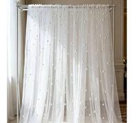 1 pièce Tissu en maille blanche perle avec ornements de perles, rideau de fond de mariage translucide, décoratif pour robe de mariée, décoration de fête de mariage, fond de photographie, nappe, chemin