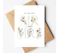 1 pièce "To The New Mr And Mrs" Carte de mariage florale avec enveloppe, design aquarelle de fleurs sauvages, élégante carte de vœux pour les nouveaux mariés pour les couples & les amis, intérieur vie