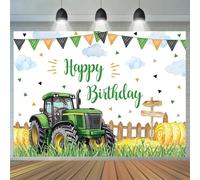 1 pièce, Toile de fond d'anniversaire de tracteur agricole, bannière d'herbe verte, décoration de fête d'anniversaire thème de tondeuse à gazon de ferme, sans alimentation électrique, fournitures de f