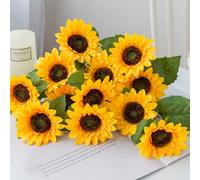 1 pièce Tournesol artificiel, convient pour la maison, le restaurant, le salon, la décoration extérieure, l'automne, le printemps, le vase, le mur de fleurs, la couronne, le bouquet de mariée, la déco