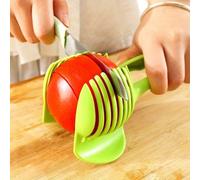 1 pièce Trancheur de tomates et de citrons à prise facile - Outil de coupe de fruits à lames multiples avec pince à fruits ronde, accessoire de trancheur d'œufs, plastique durable, vert - Parfait pour