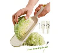 1 pièce Trancheuse manuelle à chou - Comprend une brosse de nettoyage, un hachoir à légumes et un broyeur, lames en acier inoxydable, peut hacher le chou, les légumes verts, le concombre, l'oignon, la