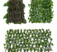1 pièce Treillis de lierre artificiel, plante artificielle, clôture extensible, treillis en bois, décoration de jardin, clôture de feuilles de lierre factice, écran de confidentialité, réglable, pour 