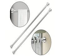 1 pièce Tringle à rideau de douche extensible en acier inoxydable sans perçage, diamètre de 2,5 cm, plusieurs longueurs, couleurs : argent, noir, blanc, gris, tringle à rideaux, tringle de penderie 68