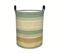1 pièce Un grand panier à linge pliable avec imprimé rayé de couleur terre, qui est léger, durable et une solution d'économie d'espace pour ranger le linge et d'autres articles(15,7in*19,6in,13,8in*16