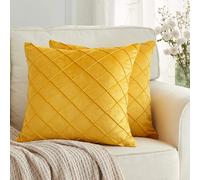 1 pièce Unicolore En Velours Design Diamant Plissé Coussin Décoratif Couverture , Jaune 40*40,45*45,60*60,30*50,50*50,55*55,43*43,48*74,30*30GéométriquePolyester