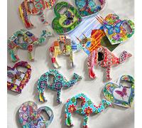 1 pièce Unique Mignon Forme de Cœur Chameau Papillon Style Bohème Artistique Grand 2-en-1 Aimant de Réfrigérateur Ouvre-bouteille, Décoration Maison, Aimant de Réfrigérateur, Cadeau pour Fête, Anniver