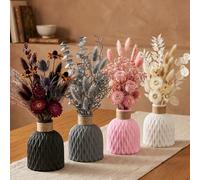 1 pièce Vase à fleurs moderne bohème esthétique mat, noir gris rose blanc ondulé texturé avec col en corde de jute, vase décoratif pour herbe de la pampa fleurs artificielles, décoration de maison pri