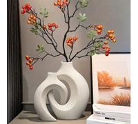 1 pièce Vase blanc de style nordique moderne avec un design de spirale complexe, parfait pour la décoration de la maison, du bureau ou de l'entrée, idéal pour les fleurs séchées et les plantes vertes 