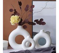 1 pièce Vase créatif blanc en plastique, vase à fleurs en résine moderne et rond, contenant floral d'intérieur pour décoration de maison, convient pour hôtel, chambre à coucher, salon, jardin, pelouse