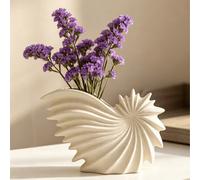 1 pièce Vase décoratif en forme de coquillage avec un design à volants ondulés, style côtier moderne boho. Vase à fleurs décoratif, convient pour le centre de table du salon de la maison, la décoratio