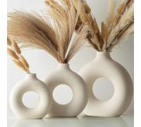1 pièce Vase en forme de donut fait main, décoration florale de style bohème minimaliste moderne. Décoration pour la maison, le salon, la chambre, le bureau, la table de mariage, les fêtes. Vase à fle