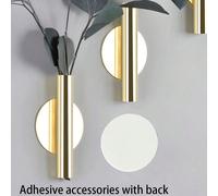 1 pièce Vase en métal sans perçage avec plante artificielle, jardinière suspendue, autocollant décoratif, vase mural en métal doré auto-adhésif, support mural minimaliste nordique pour fleurs, support