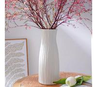 1 pièce Vase en plastique avec finition de type céramique - Surface texturée incassable, cylindrique, léger pour centre de table de mariage, décoration de salon, bureau, tous les cadeaux de saison, an